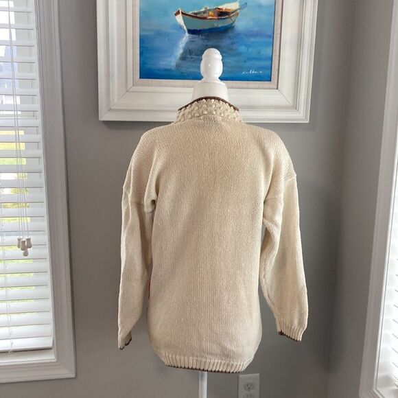 Vintage 90s Beldochpopper Fall Harvest Pumpkin Scarecrow Turtleneck Sweater S - Picture 7 of 14